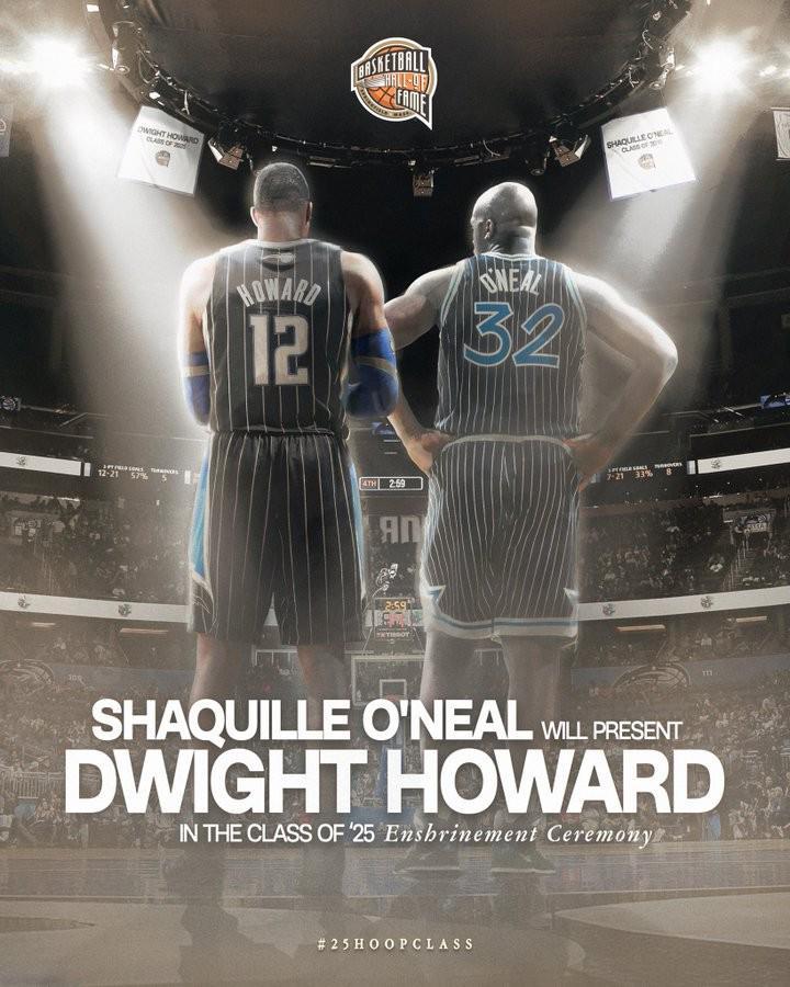 NBA名人堂官方：奥尼尔将出席霍华德入选仪式并担任后者介绍人